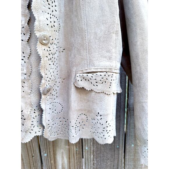 Vintage Suede Cutout Jacket — French Boheme Festival Layer (Fits S/M) - Picture 8 of 9